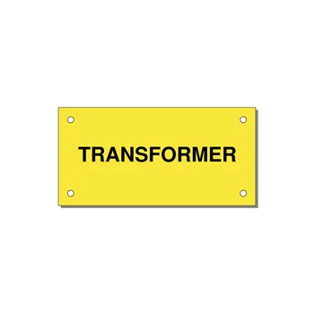 Transformer Label – OEM Power Equipment — 4x2" Black on Yellow, Holes