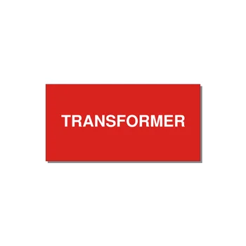 Transformer Label – OEM Power Equipment — 4x2" White on Red, Adhesive