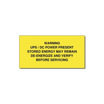 UPS / DC Power Present Label — 4x2" Black on Yellow, Adhesive