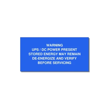 UPS / DC Power Present Label — 4x2" White on Blue, Adhesive