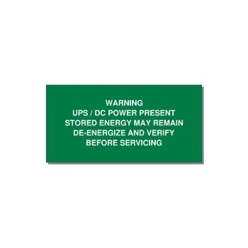 UPS / DC Power Present Label — 4x2" White on Green, Adhesive