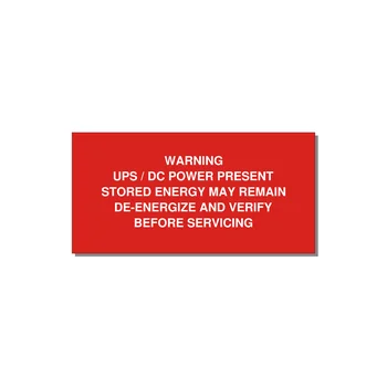 UPS / DC Power Present Label — 4x2" White on Red, Adhesive