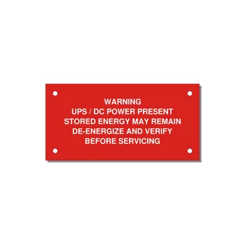 UPS / DC Power Present Label — 4x2" White on Red, Holes