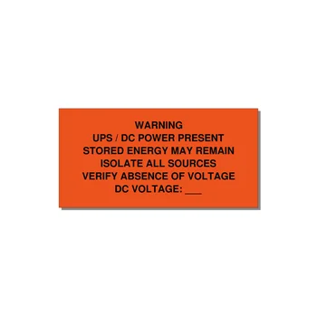 UPS / DC Power Present Label — 6x3" Black on Orange, Adhesive