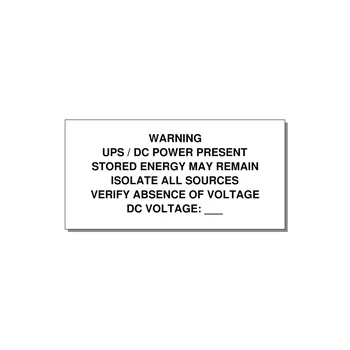 UPS / DC Power Present Label — 6x3" Black on White, Adhesive
