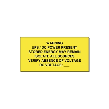 UPS / DC Power Present Label — 6x3" Black on Yellow, Adhesive