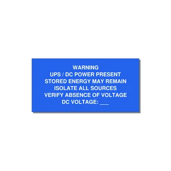 UPS / DC Power Present Label — 6x3" White on Blue, Adhesive