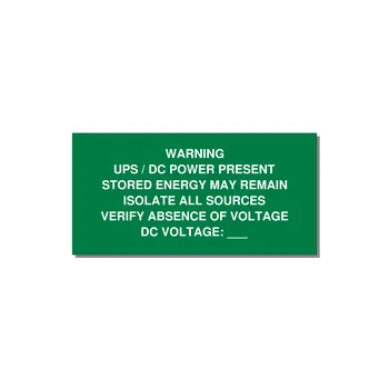 UPS / DC Power Present Label — 6x3" White on Green, Adhesive
