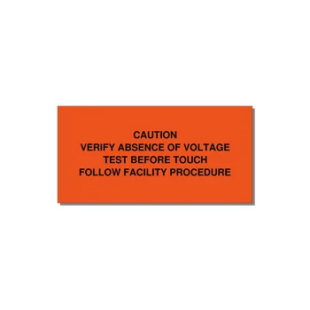 Verify Absence of Voltage Label — 4x2" Black on Orange, Adhesive