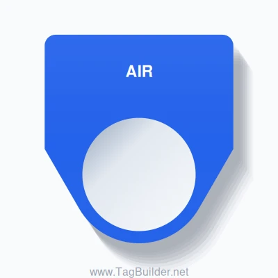 22mm Ring Tag – AIR, Single-Line Traditional, White on Blue