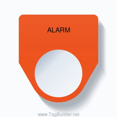 22mm Ring Tag – ALARM, Black on Orange