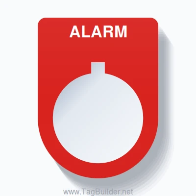 22mm Ring Tag – ALARM, Single-Line Slim, Allen-Bradley Compatible, White on Red