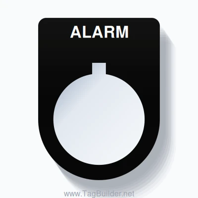 22mm Ring Tag – ALARM, Single-Line Slim, Allen-Bradley Compatible, White on Black