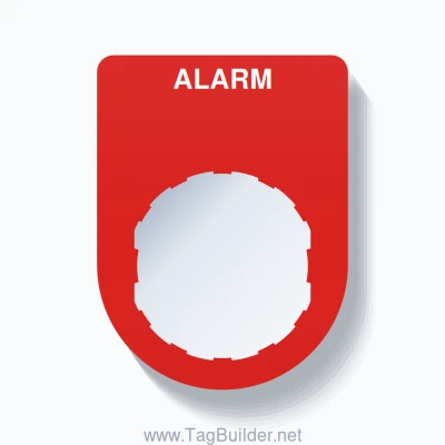 22mm Ring Tag – ALARM, Single-Line Slim, Schneider Electric Compatible, White on Red