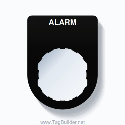 22mm Ring Tag – ALARM, Single-Line Slim, Schneider Electric Compatible, White on Black