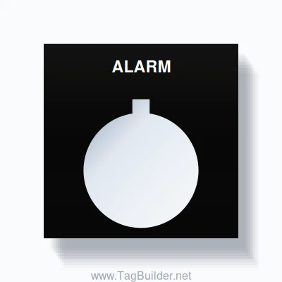 22mm Ring Tag – ALARM, Single-Line Square, Allen-Bradley Compatible, White on Black