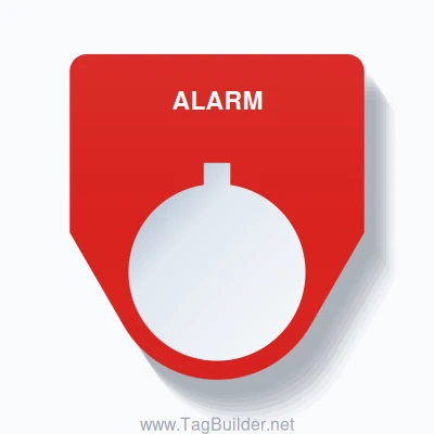 22mm Ring Tag – ALARM, Single-Line Traditional, Allen-Bradley Compatible, White on Red