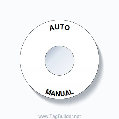 22mm Ring Tag – AUTO MANUAL, Single-Line 60mm Round, Black on White