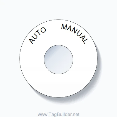 22mm Ring Tag – AUTO       MANUAL, Single-Line 60mm Round, Black on White