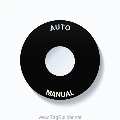 22mm Ring Tag – AUTO MANUAL, Single-Line 60mm Round, White on Black