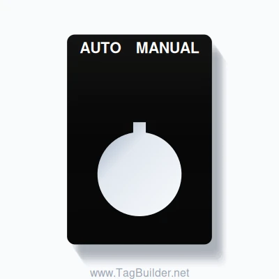 22mm Ring Tag – AUTO MANUAL, Two-Line Rounded, Allen-Bradley Compatible, White on Black