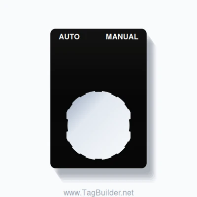 22mm Ring Tag – AUTO MANUAL, Two-Line Rounded, Schneider Electric Compatible, White on Black