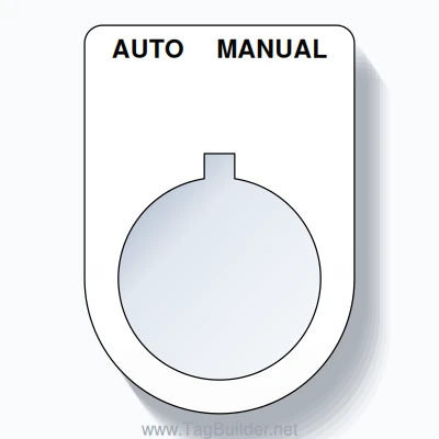 22mm Ring Tag – AUTO MANUAL, Two-Line Slim, Allen-Bradley Compatible, Black on White