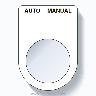 22mm Ring Tag – AUTO MANUAL, Two-Line Slim, Black on White