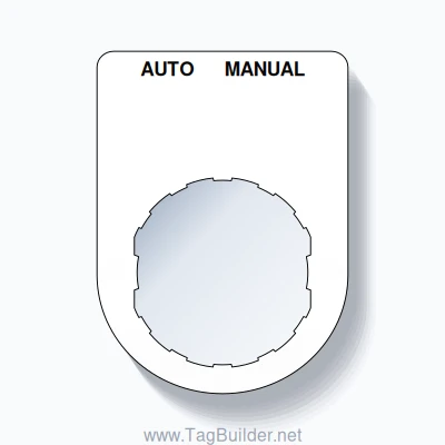 22mm Ring Tag – AUTO MANUAL, Two-Line Slim, Schneider Electric Compatible, Black on White