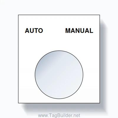 22mm Ring Tag – AUTO MANUAL, Two-Line Square, Black on White