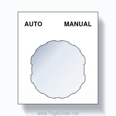 22mm Ring Tag – AUTO MANUAL, Two-Line Square, Schneider Electric Compatible, Black on White