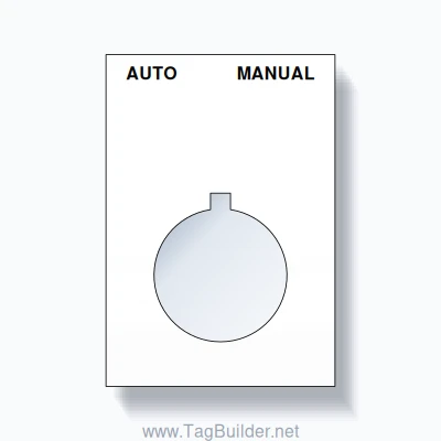 22mm Ring Tag – AUTO MANUAL, Two-Line Squared, Allen-Bradley Compatible, Black on White
