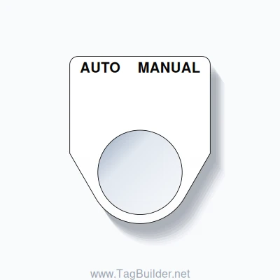 22mm Ring Tag – AUTO MANUAL, Two-Line Traditional, Black on White