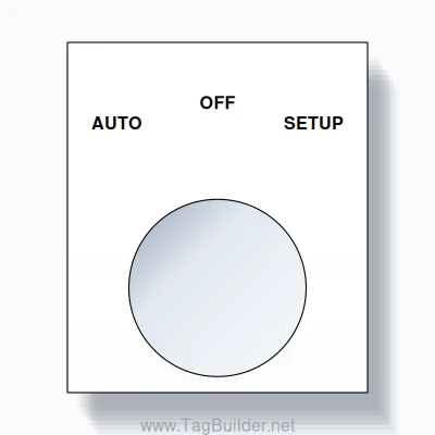 22mm Ring Tag – AUTO OFF SETUP, Three-Line Square, Black on White