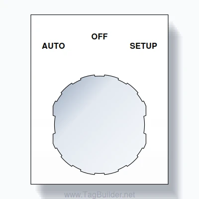 22mm Ring Tag – AUTO OFF SETUP, Three-Line Square, Schneider Electric Compatible, Black on White
