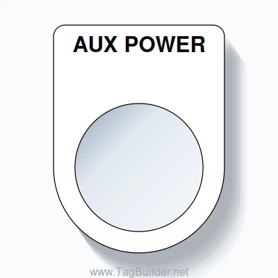 22mm Ring Tag – AUX POWER, Single-Line Slim, Black on White