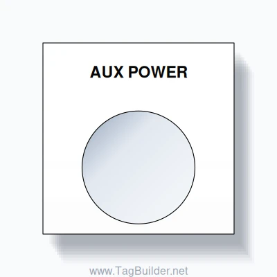 22mm Ring Tag – AUX POWER, Single-Line Square, Black on White
