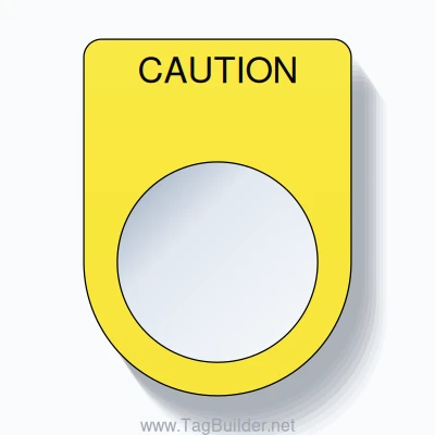 22mm Ring Tag – CAUTION, Single-Line Slim, Black on Yellow