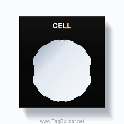 22mm Ring Tag – CELL, Single-Line Square, Schneider Electric Compatible, White on Black