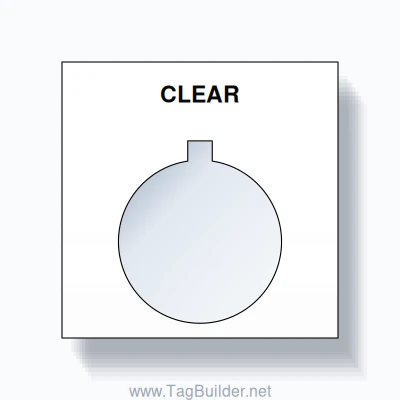 22mm Ring Tag – CLEAR, Single-Line Square, Allen-Bradley Compatible, Black on White