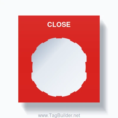 22mm Ring Tag – CLOSE, Single-Line Square, Schneider Electric Compatible, White on Red