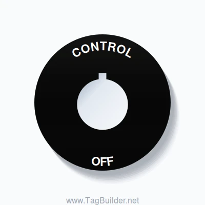 22mm Ring Tag – CONTROL OFF, Single-Line 60mm Round, Allen-Bradley Compatible, White on Black