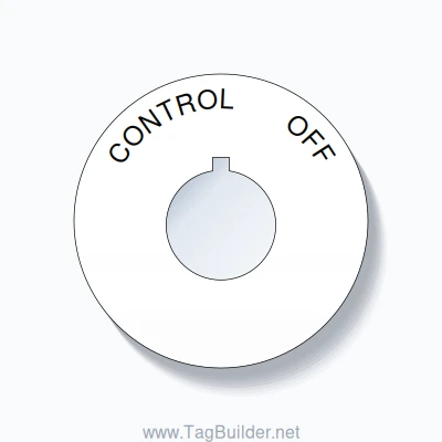 22mm Ring Tag – CONTROL       OFF, Single-Line 60mm Round, Allen-Bradley Compatible, Black on White