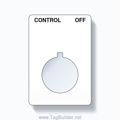 22mm Ring Tag – CONTROL OFF, Two-Line Rounded, Allen-Bradley Compatible, Black on White