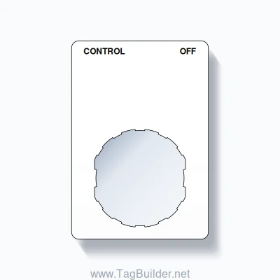 22mm Ring Tag – CONTROL OFF, Two-Line Rounded, Schneider Electric Compatible, Black on White