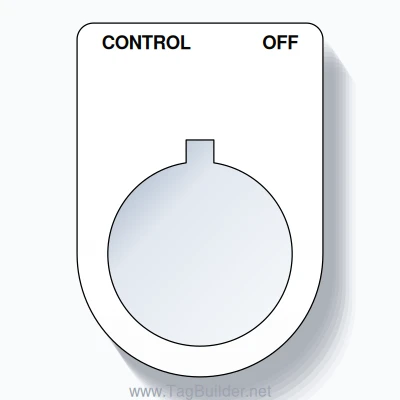 22mm Ring Tag – CONTROL OFF, Two-Line Slim, Allen-Bradley Compatible, Black on White