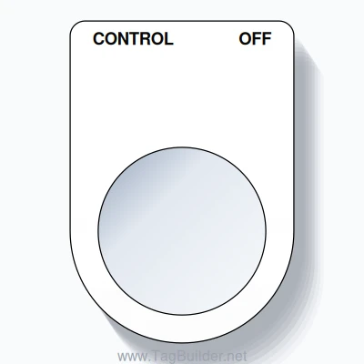 22mm Ring Tag – CONTROL OFF, Two-Line Slim, Black on White