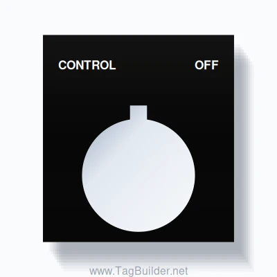 22mm Ring Tag – CONTROL OFF, Two-Line Square, Allen-Bradley Compatible, White on Black