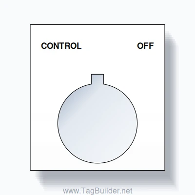 22mm Ring Tag – CONTROL OFF, Two-Line Square, Allen-Bradley Compatible, Black on White