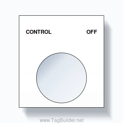 22mm Ring Tag – CONTROL OFF, Two-Line Square, Black on White